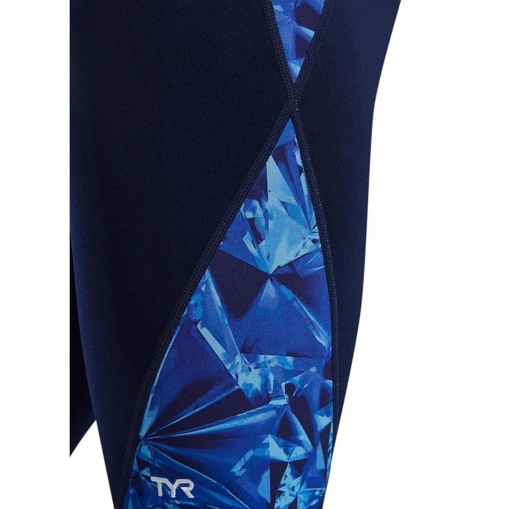 TYR Mens Durafast Jammer Swimsuit Blue Geometric Print Size 36 L New With Tags